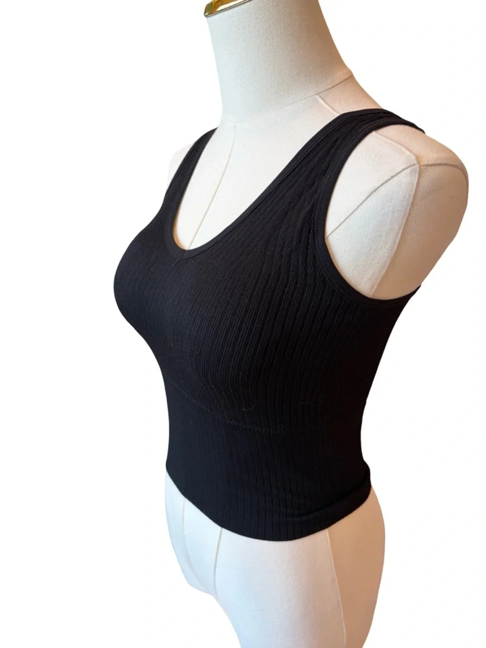 NWOT Black Ribbed Tank Top Padded Bralette Small - Picture 4 of 9